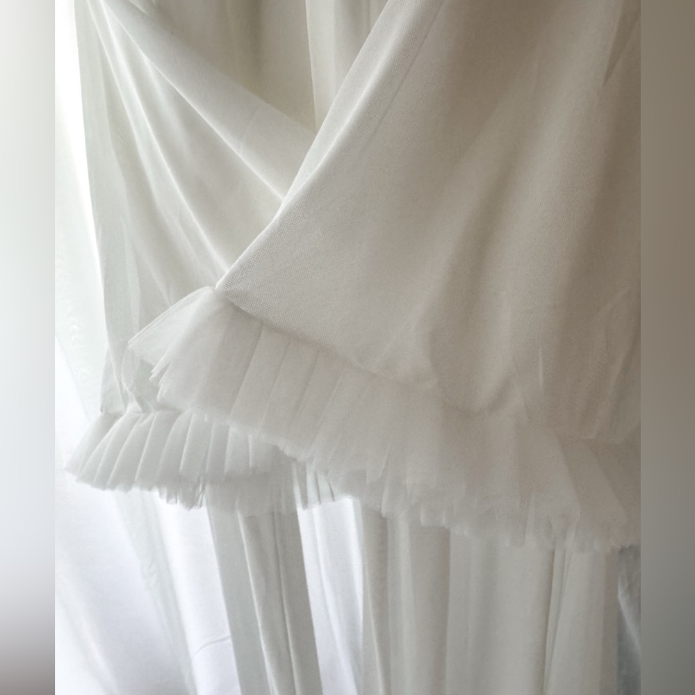Bridal Ruffle Trim Mesh Robe - Picture 3 of 5
